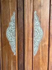 Authentic Balinese Teak Doors in Frame - Hand Carved Recycled Teak Bali Doors