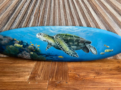 Bali Air Brushed Surfboard w/Turtle Wall Decor 80cm - Bali Surfboard Wall Art