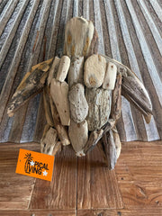 NEW Bali Handmade Driftwood Turtle Wall Decor 30cm - Bali Nautical Wall Art