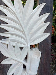 NEW Balinese Hand Carved & Crafted Limestone Panel w/Recycled Timber Frame 33x63