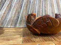 NEW Balinese Hand Carved Suar Wood Turtle Bowl - Bali Double Carved Turtle Bowl