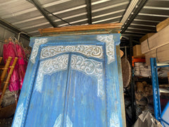 Authentic Balinese Teak Doors in Frame - Hand Carved Recycled Teak Bali Doors