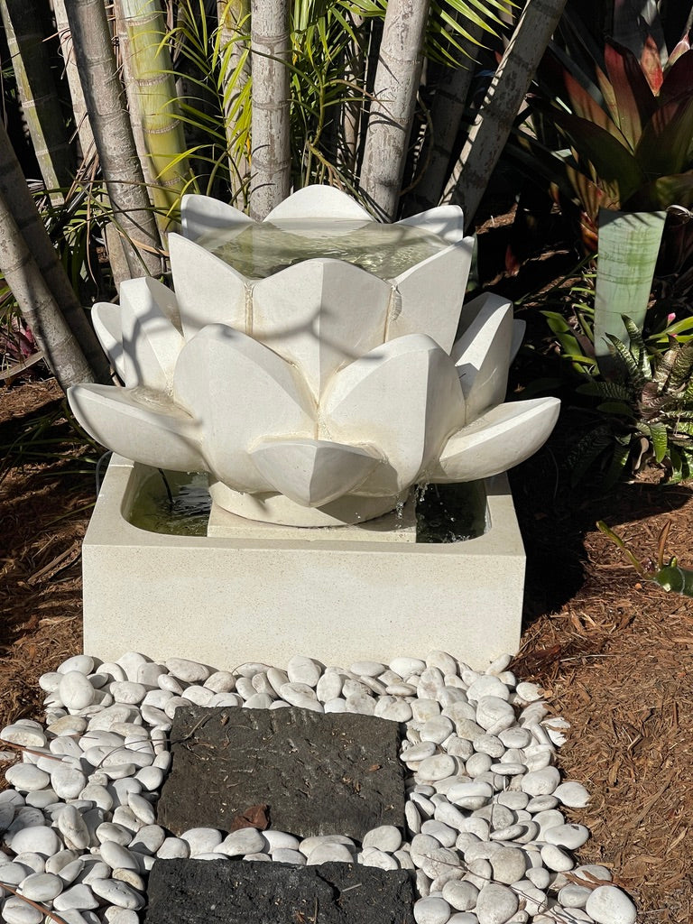 NEW Balinese Lotus Water Feature - Terrazzo Lotus Water Feature - Bali Garden