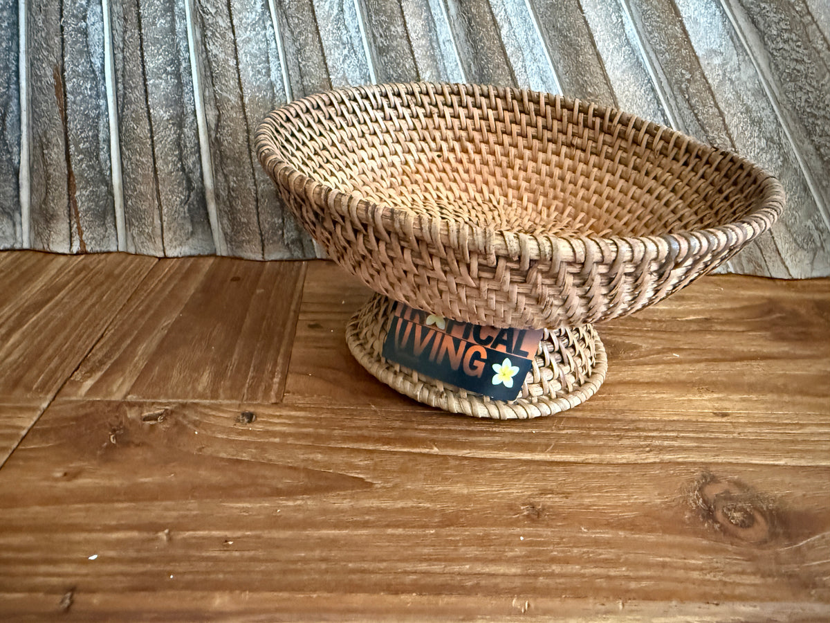 NEW Balinese Hand Woven Rattan Basket / Offerings Plate Style  -Bali Open Basket