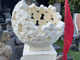 Balinese Frangipani Bowl / Ball on Pillar - Bali Garden Art - Balinese Feature Sculpture