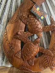 Hand Crafted Polynesian Fishing Hook Wall Art - NZ Maori Teak Wood Fishing Hook