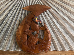 Hand Crafted Polynesian Fishing Hook Wall Art - NZ Maori Teak Wood Fishing Hook