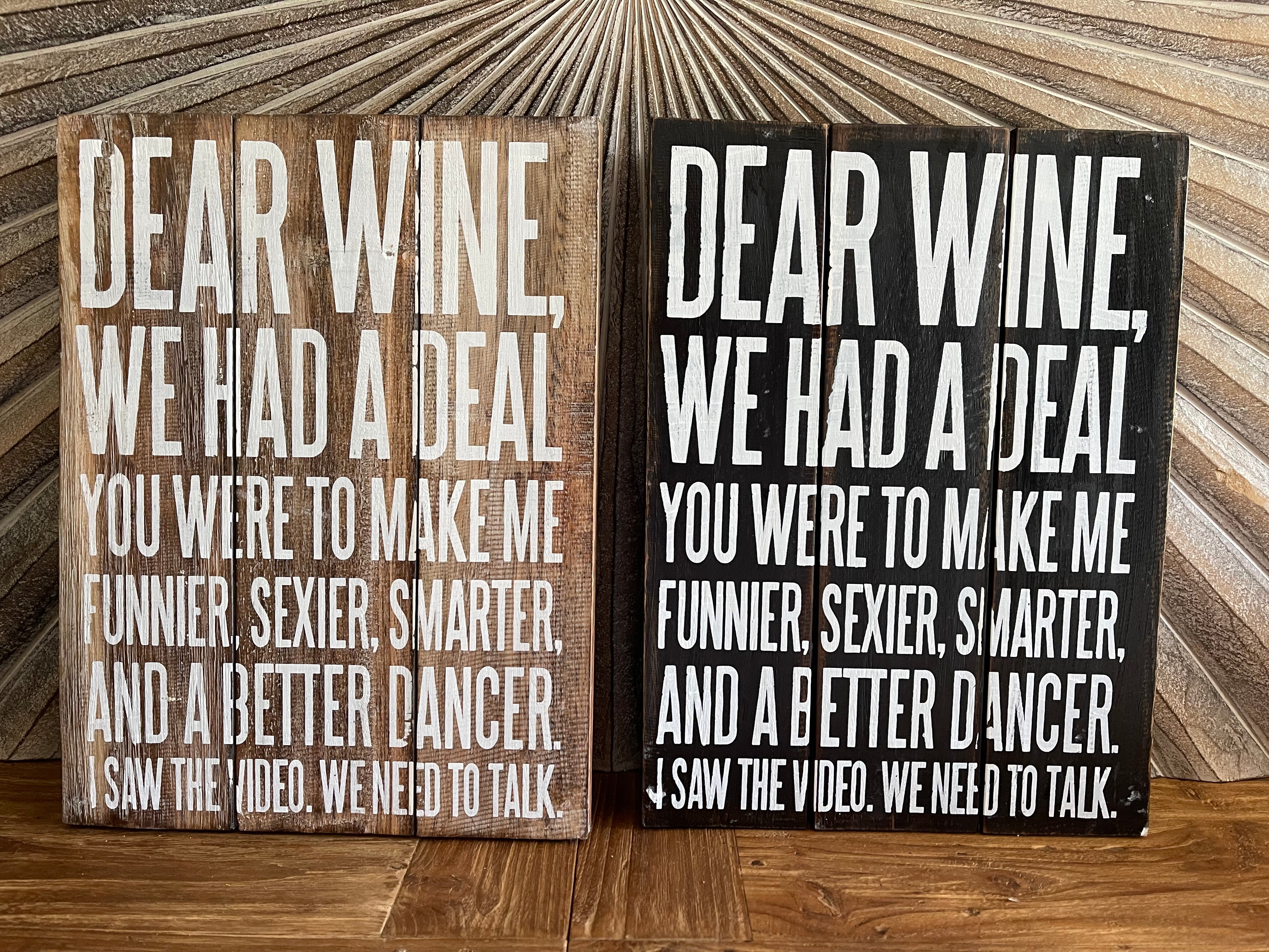 NEW Balinese Hand Crafted DEAR WINE Sign - Fun Bar Signs - Bali Bar Sign