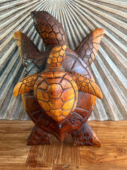 NEW Balinese Hand Carved & Crafted Suar Wood Turtle Sculpture - Bali Turtle Art