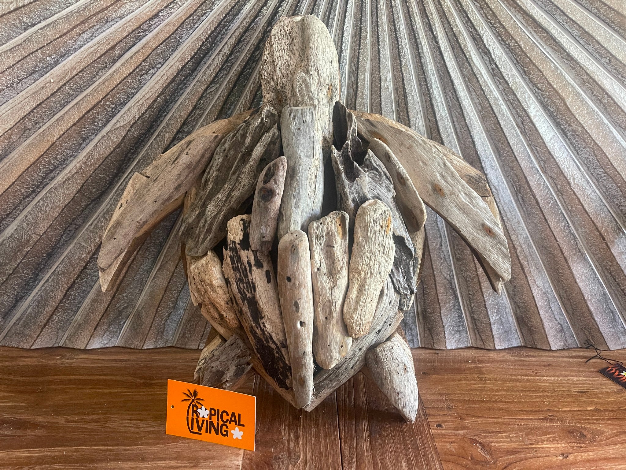 NEW Bali Handmade Driftwood Turtle Wall Decor 40cm - Bali Nautical Wall Art