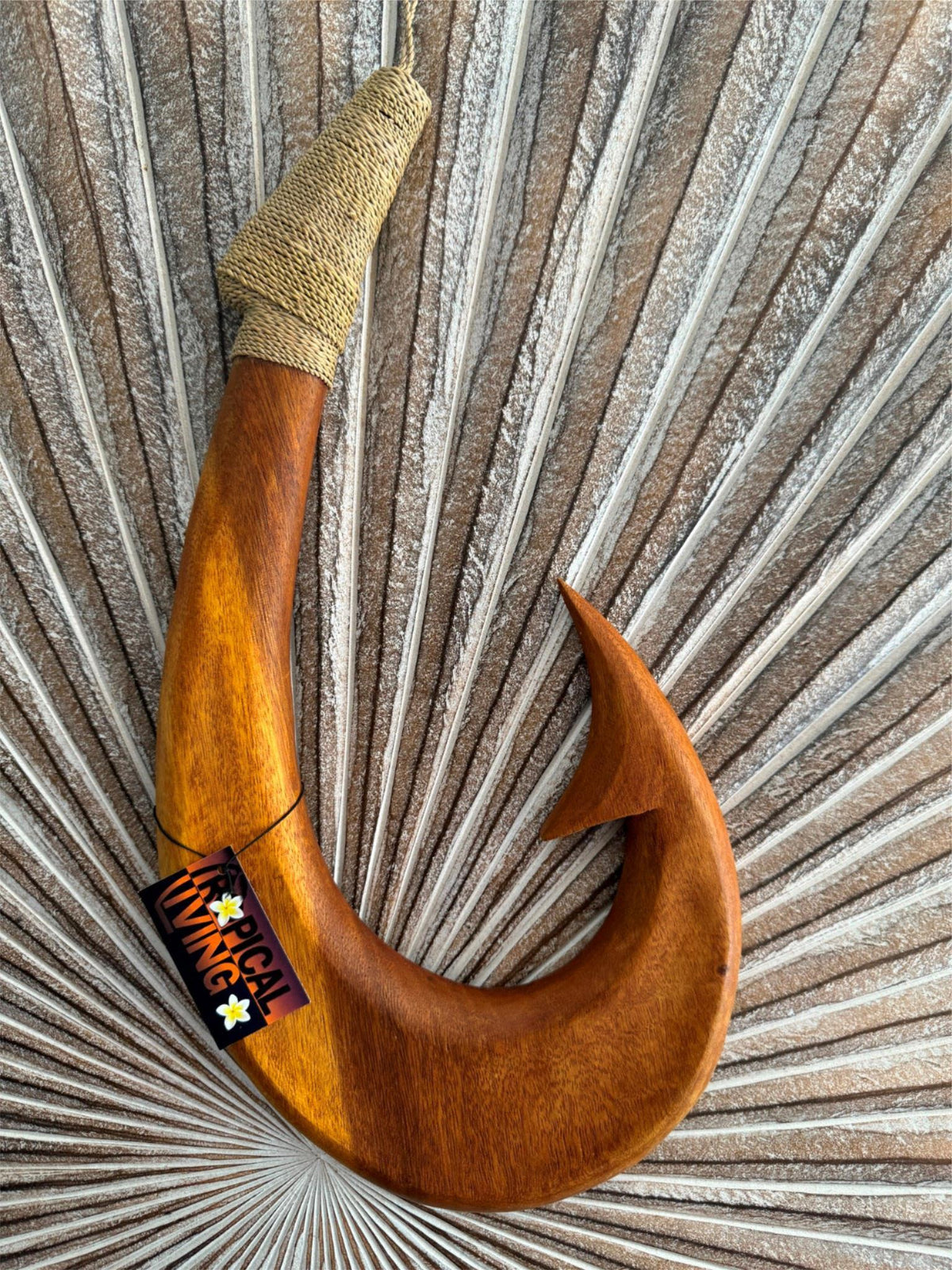 Hand Crafted Polynesian Fishing Hook Wall Art - NZ Maori Suar Wood Fishing Hook