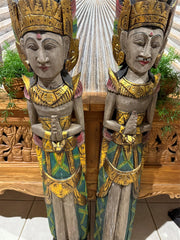 NEW Balinese Hand Carved Wooden Rama & Shinta Sculptures - Set of 2 130cm tall
