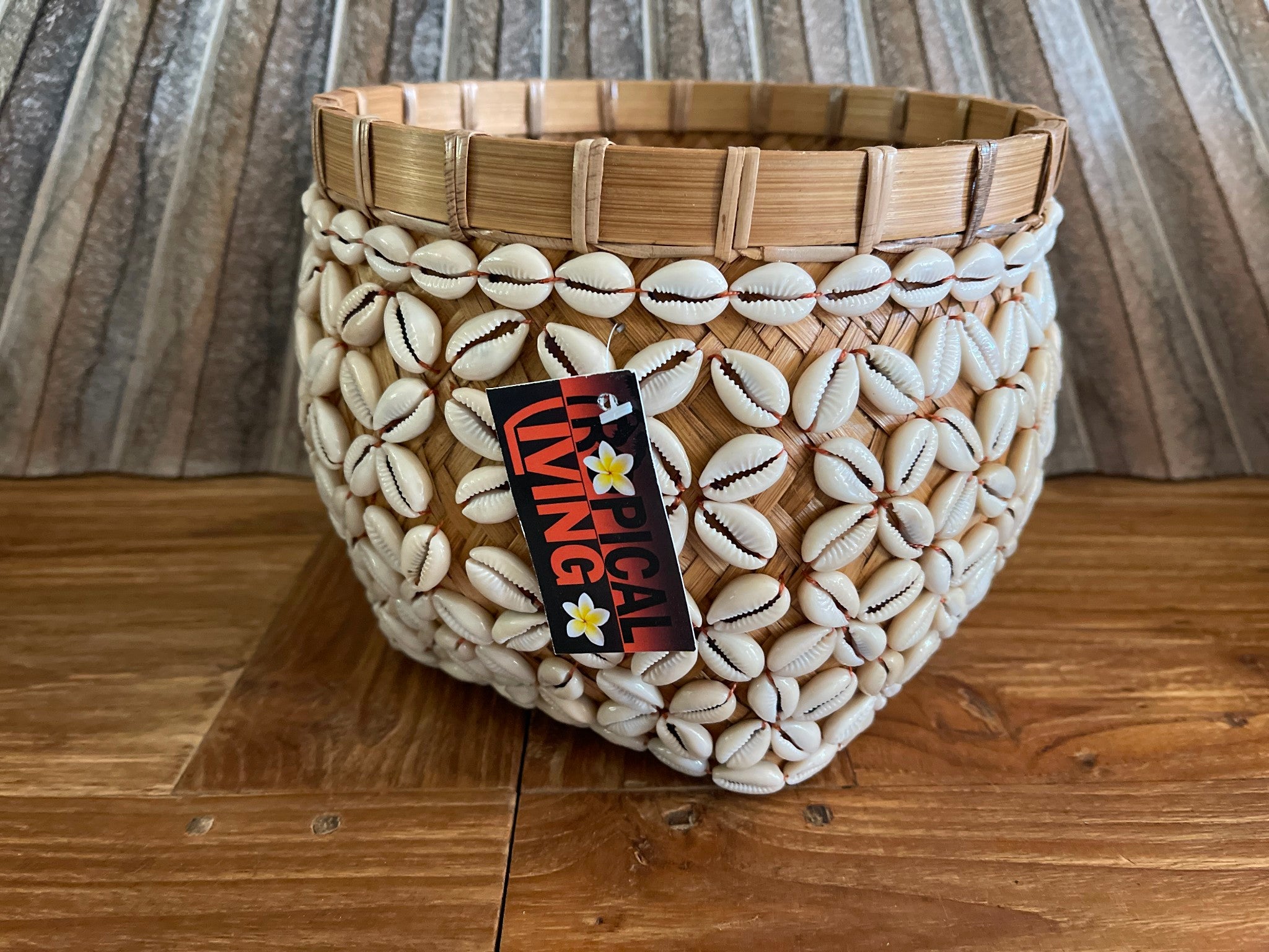 Balinese Hand Woven Open Basket Encrusted w/Shell - 3 sizes available STUNNING