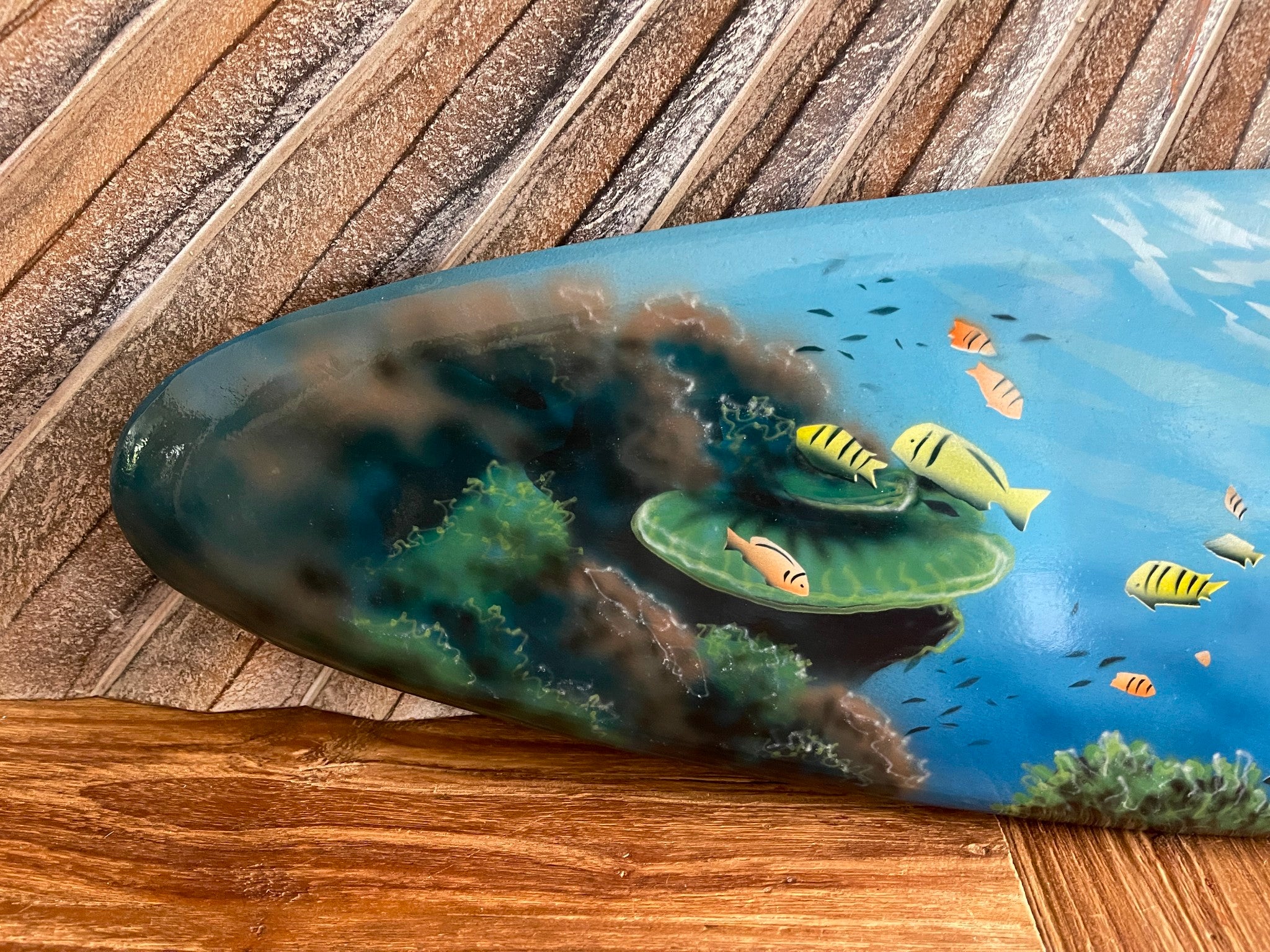 Bali Air Brushed Surfboard w/Turtle Wall Decor 80cm - Bali Surfboard Wall Art