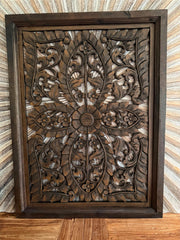 Balinese Carved MDF/WOOD Framed Mandala Wall Panel - Balinese Carved Panel 80x60