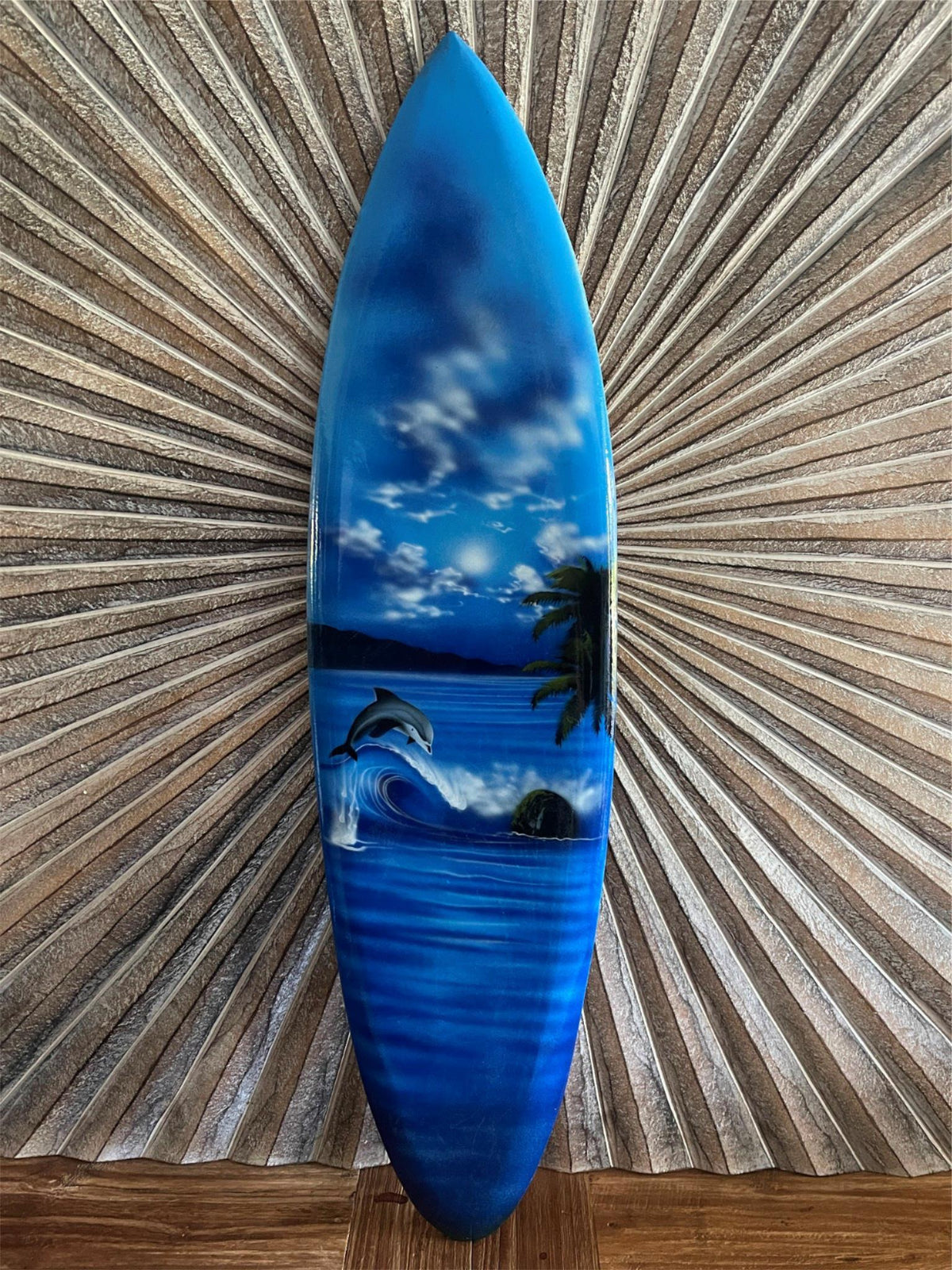 Bali Air Brushed Surfboard w/Dolphin Art Wall Decor 80cm - Bali Surfboard Art