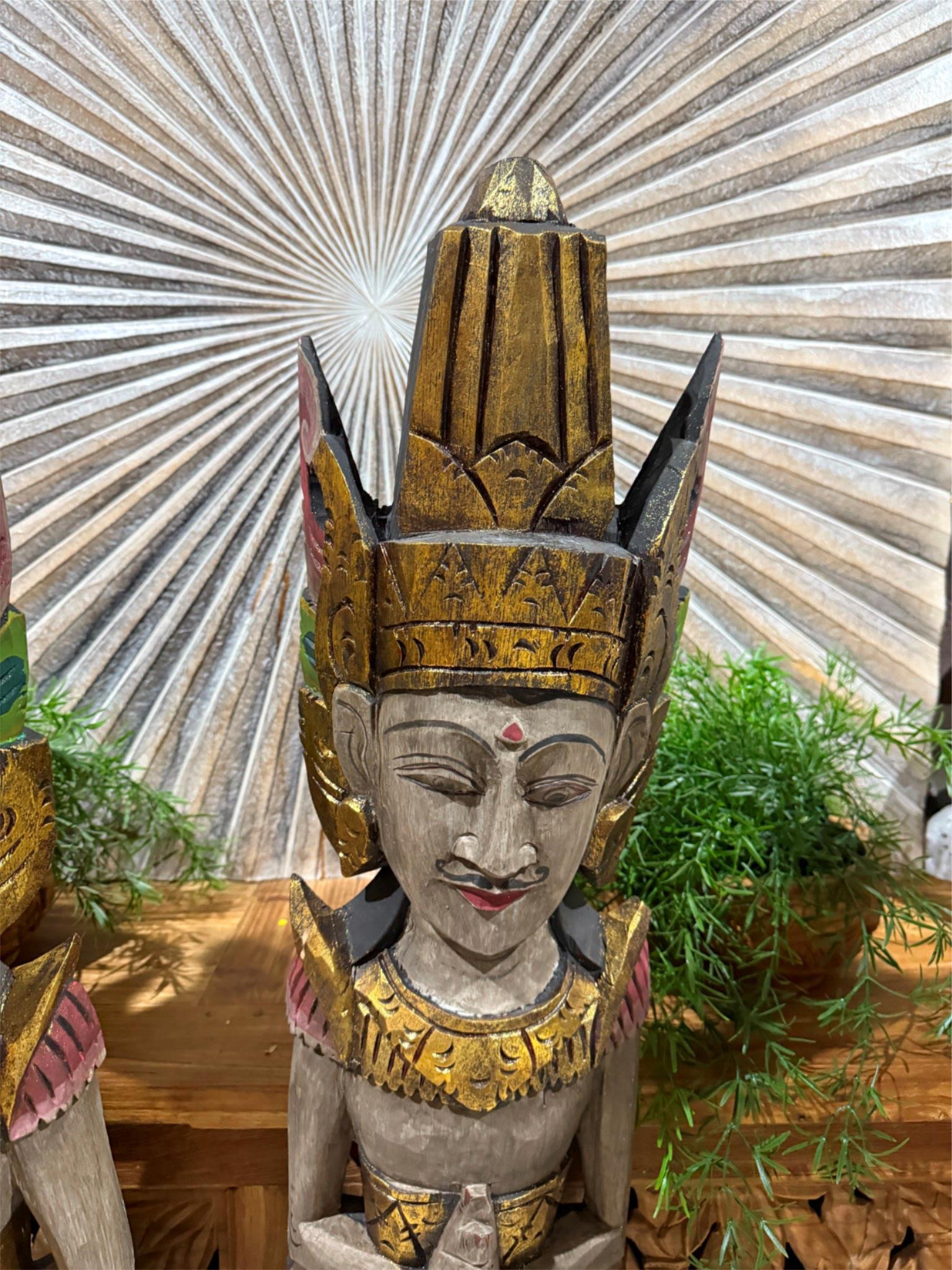 NEW Balinese Hand Carved Wooden Rama & Shinta Sculptures - Set of 2 130cm tall