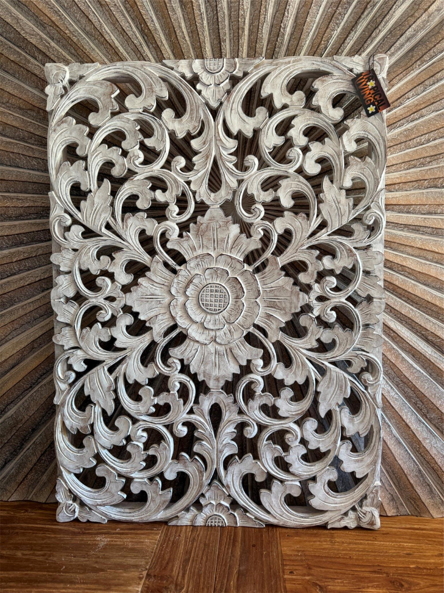 NEW Balinese Carved MDF MANDALA Wall Panel 70cm x 50cm Bali Wall Art - 3 Colours