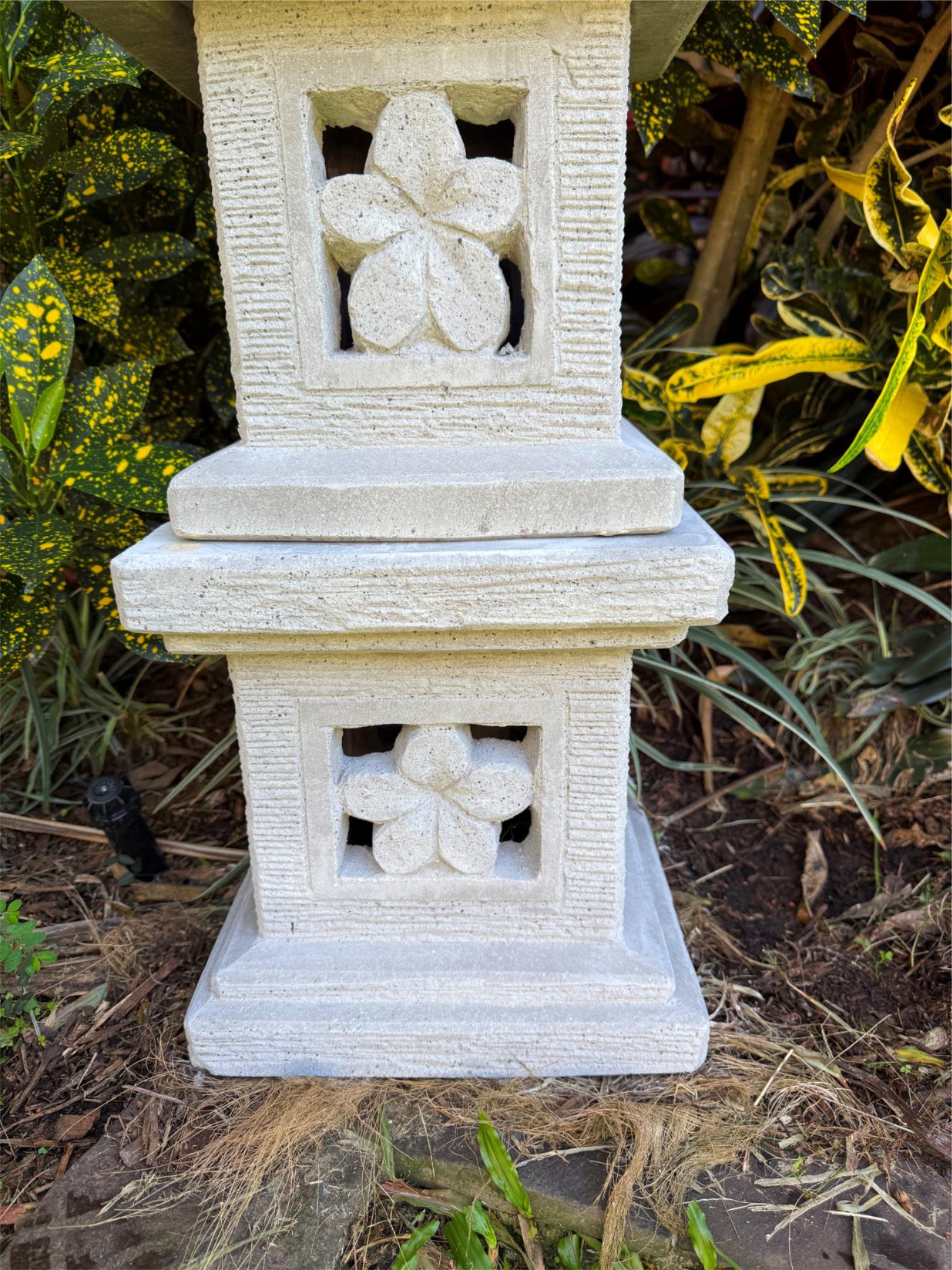 Balinese Hand Crafted Frangipani Lantern - Bali Frangipani Garden Lantern 65cm