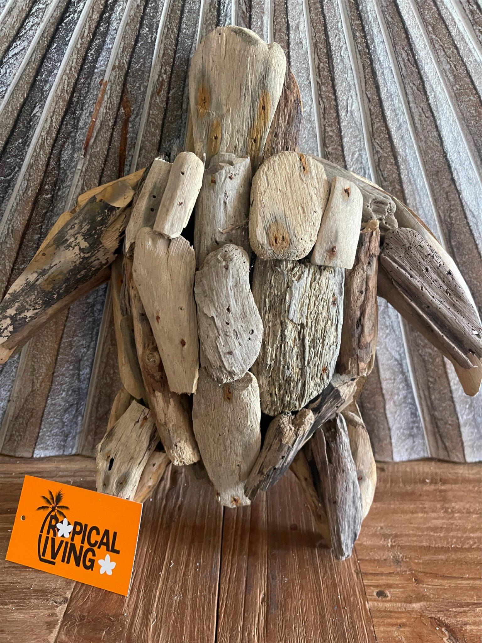 NEW Bali Handmade Driftwood Turtle Wall Decor 30cm - Bali Nautical Wall Art