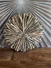 Bali Handmade Driftwood Circular Wall Decor  - Bali Driftwood Wall Art 40cm