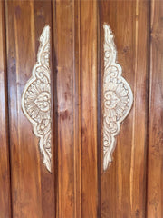Authentic Balinese Teak Doors in Frame - Hand Carved Recycled Teak Bali Doors