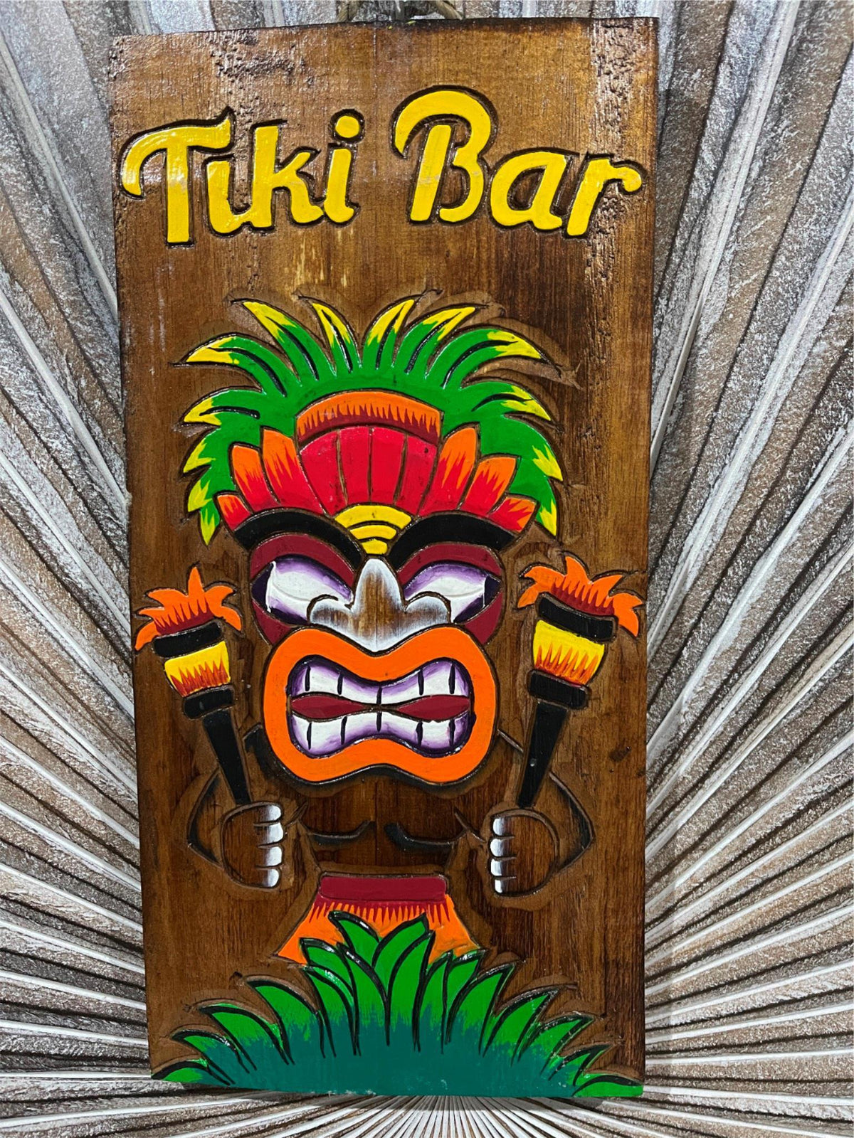 NEW Hand Crafted & Carved TIKI BAR Sign - Tropical Island Bali Bar Sign 20x40cm