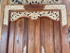 Authentic Balinese Teak Doors in Frame - Hand Carved Recycled Teak Bali Doors
