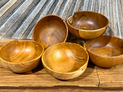 NEW Balinese Hand Crafted Teak Wood Rice Bowl - Bali Teak Wood Rice Bowl