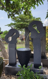 NEW Balinese 2 Pillar + Pot Water Feature - Bali Water Feature - Bali Garden Art
