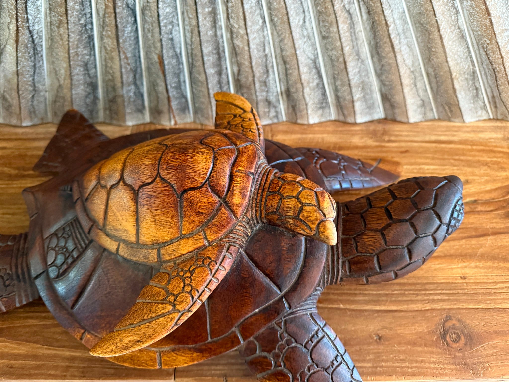 NEW Balinese Hand Carved & Crafted Suar Wood Turtle Sculpture - Bali Turtle Art
