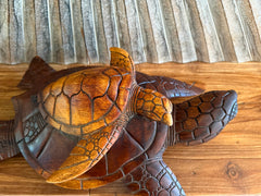 NEW Balinese Hand Carved & Crafted Suar Wood Turtle Sculpture - Bali Turtle Art
