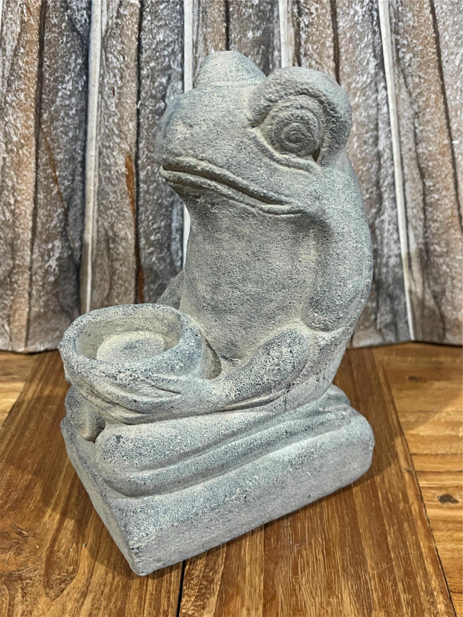 NEW Balinese Cast Concrete Frog Statue - Bali Frog Statue - Small Frog Statue