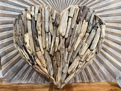 Bali Handmade Driftwood Heart Wall Decor  - Bali Driftwood Wall Art 60cm