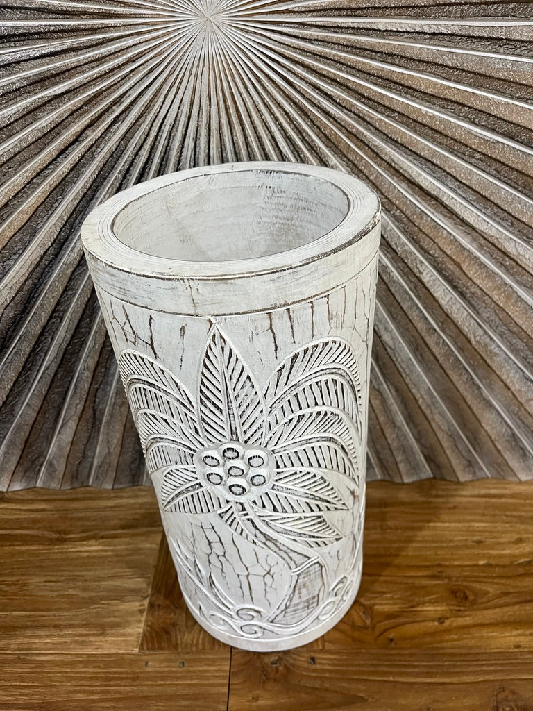 NEW Balinese Hand Carved Palm Tree lWooden Pot/Vase - Wooden Feature Pot