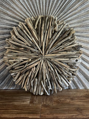 Bali Handmade Driftwood Circular Wall Decor  - Bali Driftwood Wall Art 60cm