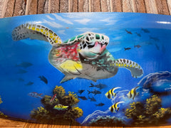 Bali Air Brushed Surfboard w/Turtle Wall Decor 80cm - Bali Surfboard Wall Art