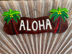 NEW Balinese Hand Crafted & Carved ALOHA Sign - Tropical Island Bali Bar Sign