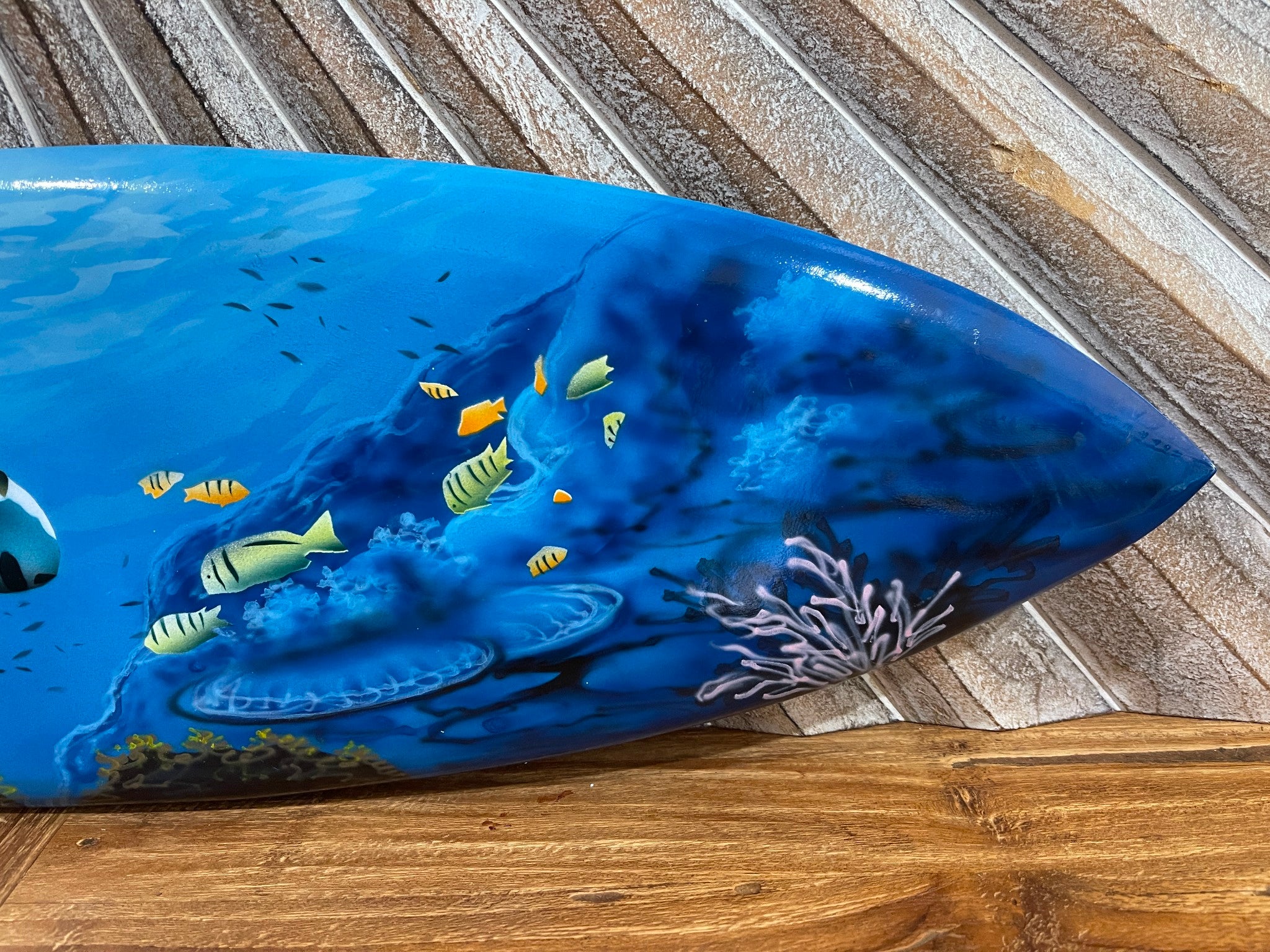 Bali Air Brushed Surfboard w/Turtle Wall Decor 80cm - Bali Surfboard Wall Art