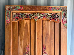 Authentic Balinese Teak Doors in Frame - Hand Carved Recycled Teak Bali Doors