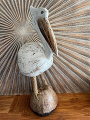 NEW Balinese Hand Crafted Coconut Pelican Sculpture - Coconut Pelican 3 Colours!