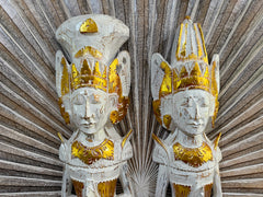 NEW Balinese Hand Carved Wooden Rama & Shinta Sculptures - Set of 2 80cm tall