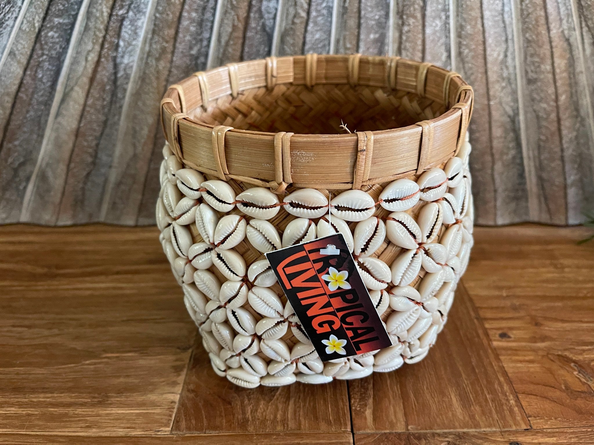 Balinese Hand Woven Open Basket Encrusted w/Shell - 3 sizes available STUNNING