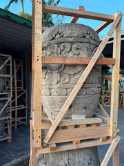 Balinese Hand Crafted Paras Pot - Bali Feature Pot - Carved Bali Pot 90 x70cm