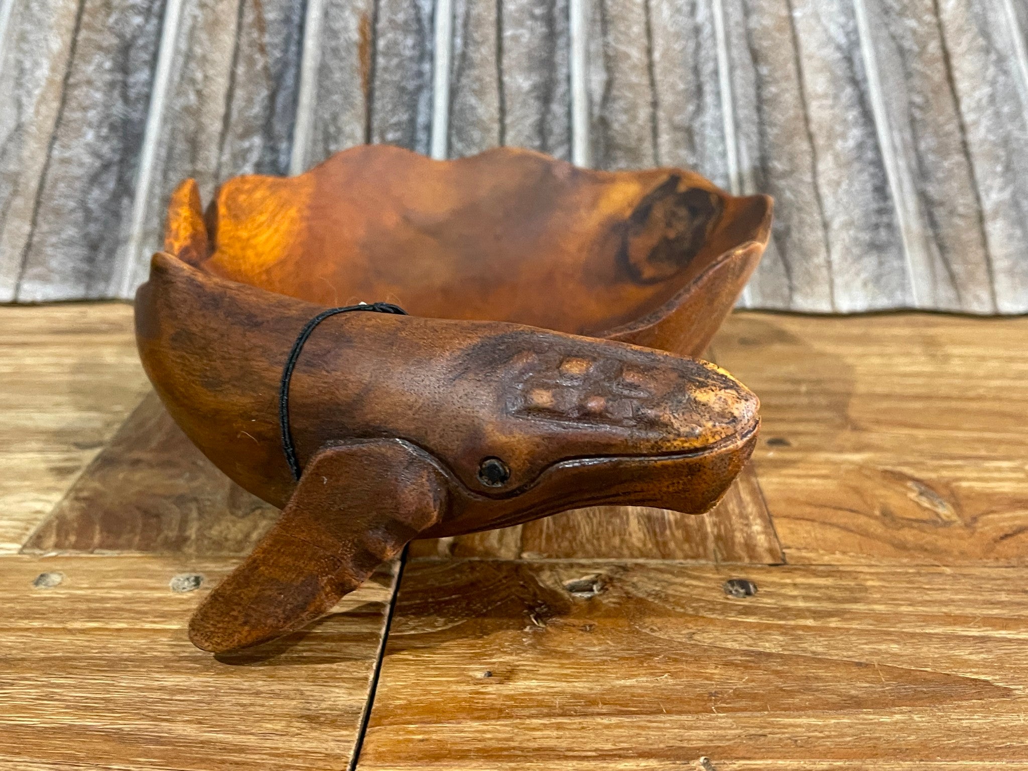 NEW Balinese Hand Carved Suar Wood Whale Bowl - Bali Carved Whale Bowl