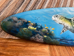 Bali Air Brushed Surfboard w/Turtle Wall Decor 80cm - Bali Surfboard Wall Art