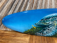 Bali Air Brushed Surfboard w/Turtle Wall Decor 80cm - Bali Surfboard Wall Art