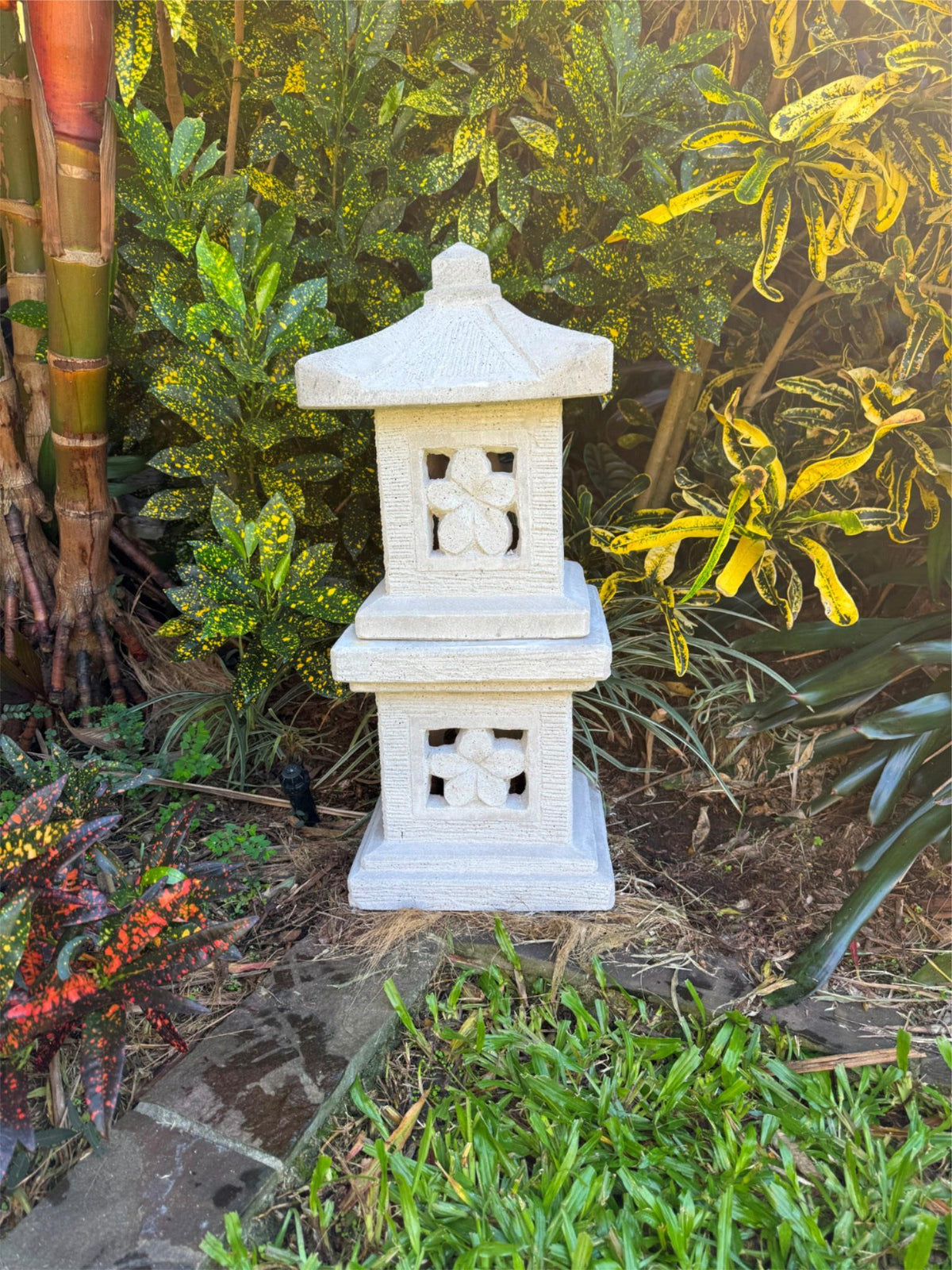 Balinese Hand Crafted Frangipani Lantern - Bali Frangipani Garden Lantern 65cm