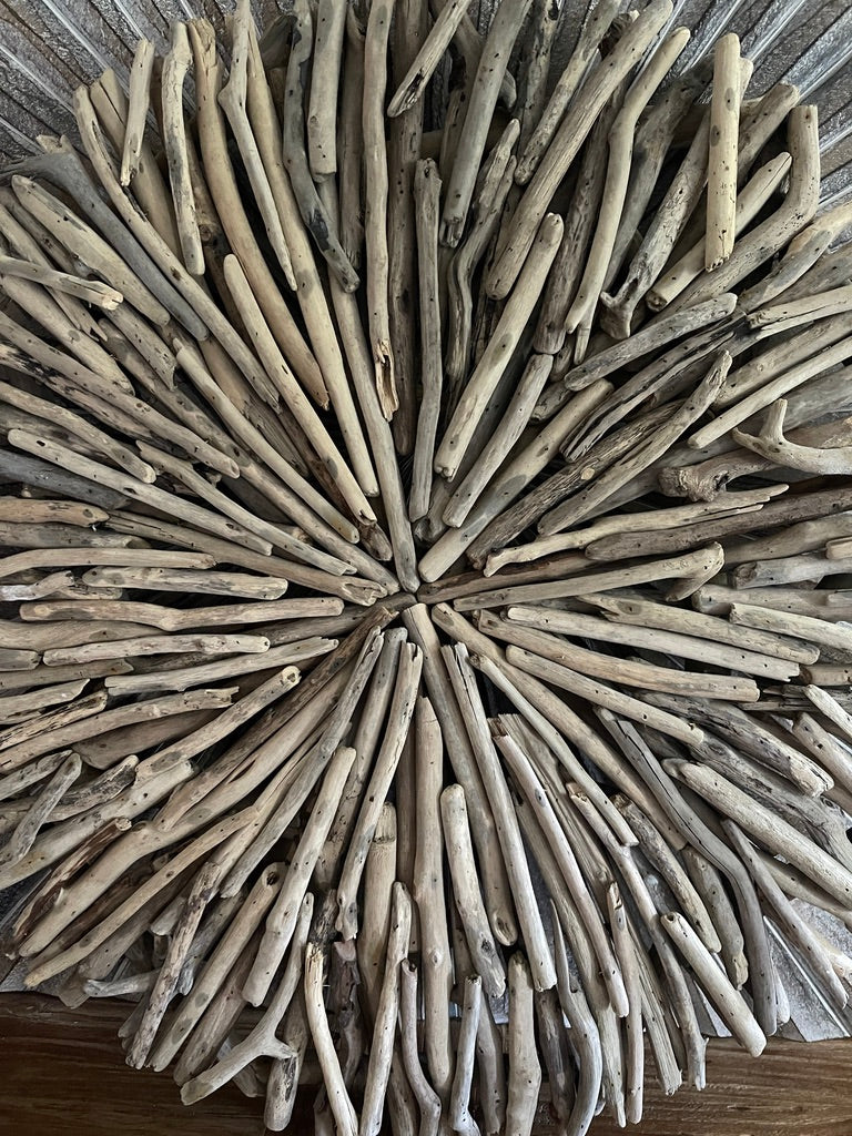 Bali Handmade Driftwood Circular Wall Decor  - Bali Driftwood Wall Art 80cm