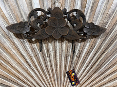 NEW Balinese Hand Crafted Frangipani 2 Hook Panel - Bali Frangipani Panel/2 Hook